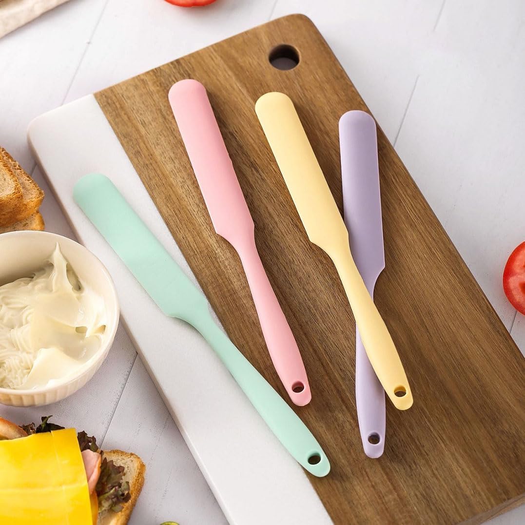 Silicone Spatula Set Heat Resistant Cake Cream Butter Spatulas Mixing Batter Scraper Non-Stick Flexible Baking Cooking Tool BPA-Free Multicolor Set of 5