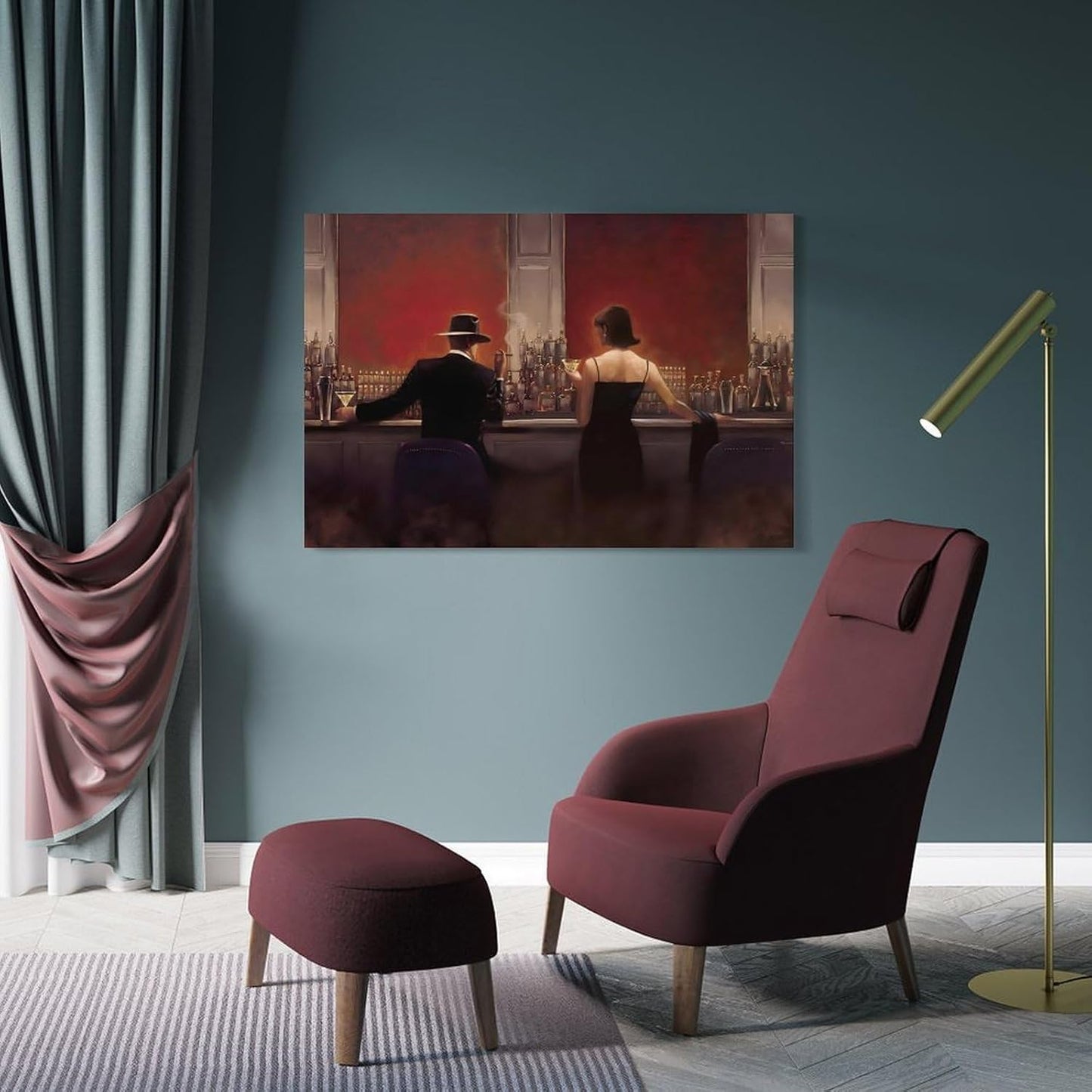 Of Men And Women Drinking In A Bar Cigar Canvas Printing Posters Bathroom Decor for Home Toilet Restroom 12x18inch(30x45cm)