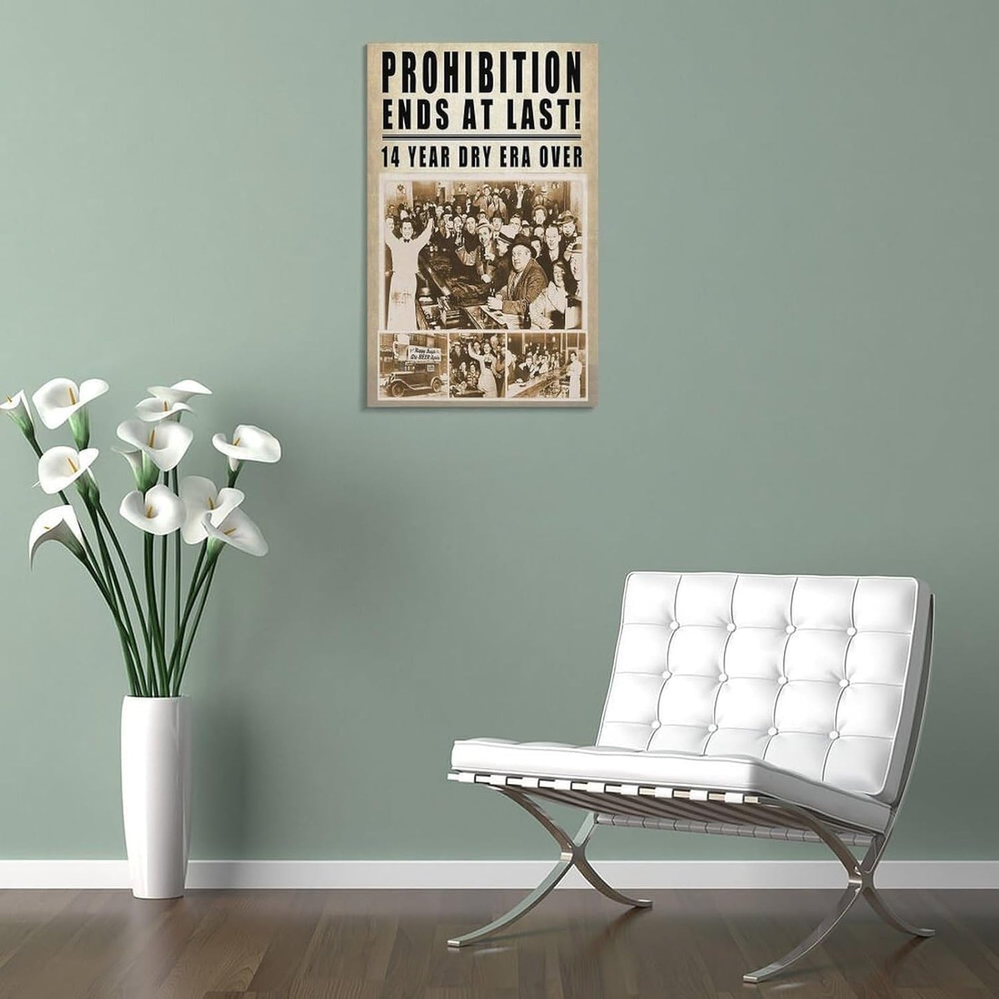 End At Last Prohibition 1933 Repeal - Newspaper Print Poster, Bar Cart Decor, Vintage Sign, Canvas Printing Office Decoration Poster for Living Room Bedroom, Office Decor 16x24inch(40x60cm)