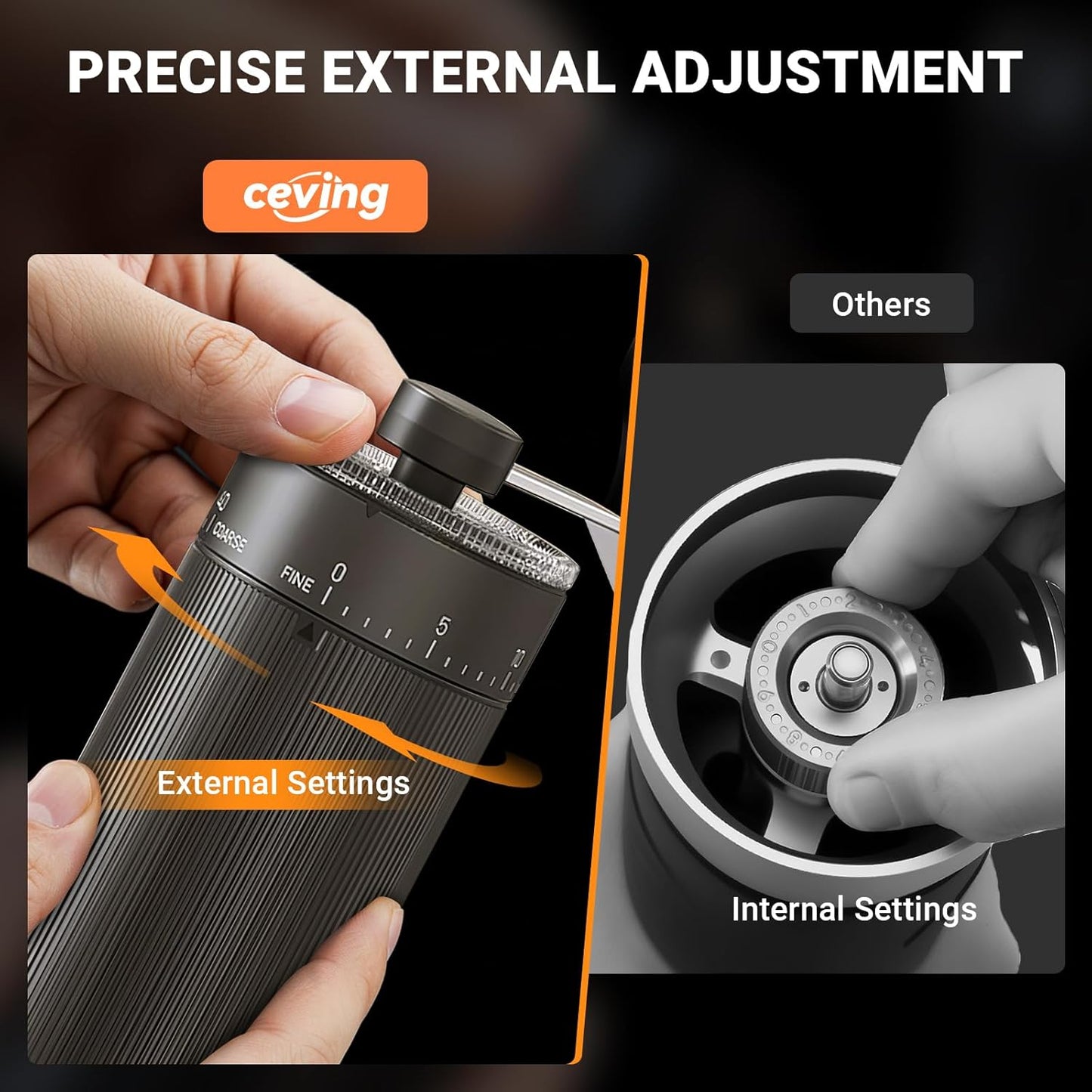 Mini Manual Coffee Grinder with 40 Adjustable Settings, Portable Hand Coffee Bean Mill with 30g Capacity, Conical Burr Coffee Grinder with Crank for Travel, Camping, Office, Espresso, Pour Over, etc