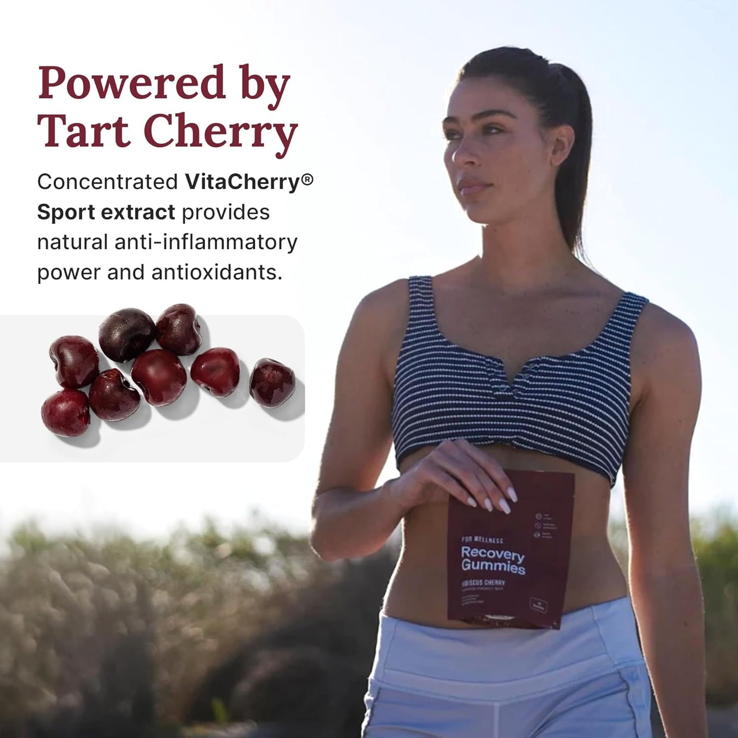 Recovery Gummies Restore - Tart Cherry Gummies for Muscle Recovery - Hibiscus Cherry Flavor with Antioxidants & Electrolytes Combats Soreness, Boosts Energy - Vegan, Non-GMO, Gluten-Free - 90ct