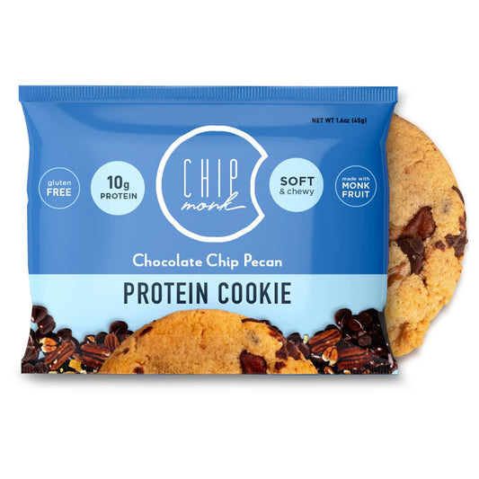 ChipMonk Baking, Chocolate Chip Pecan High Protein Cookies - Low Carb Diet Friendly Gym Snacks, Meal Replacement Cookie, Gluten-Free, Healthy Low Sugar Sweet Snack - Balanced Nutrition Baked Desserts