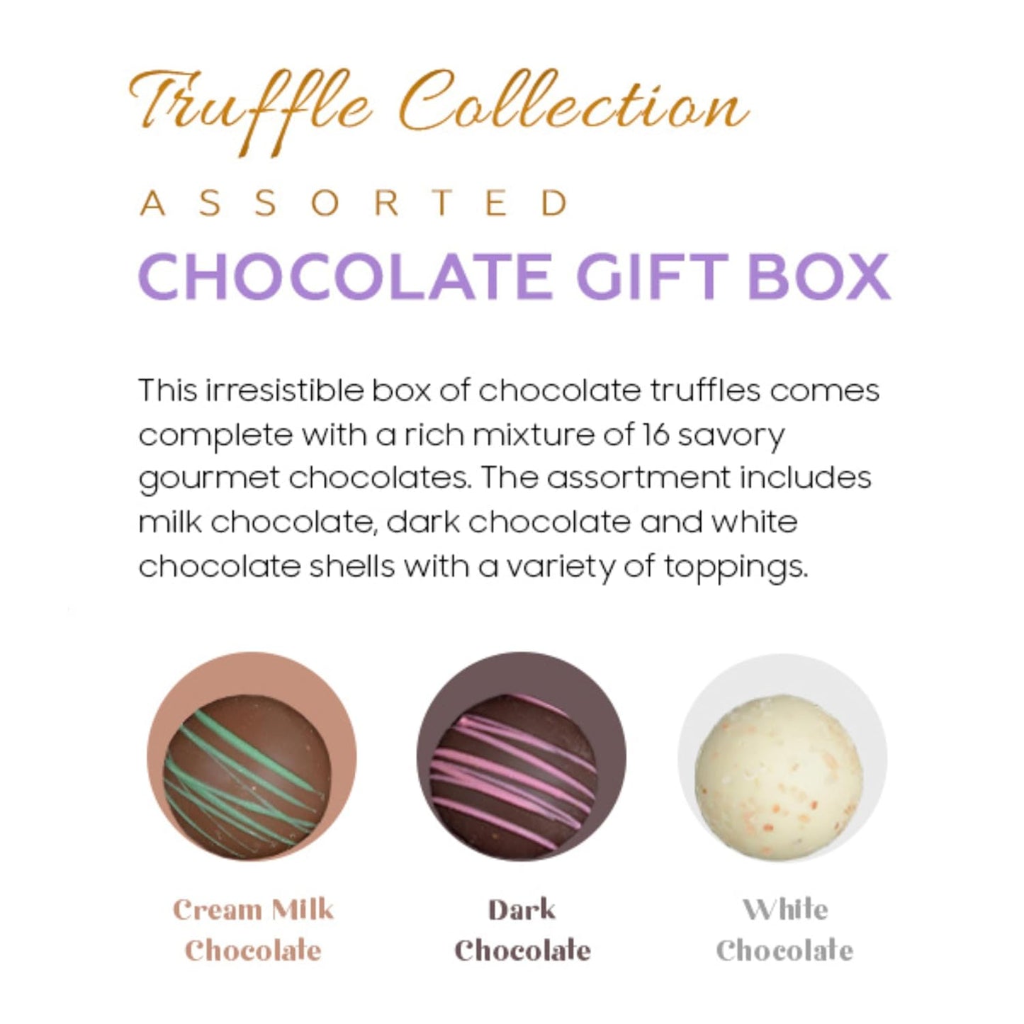 CRAVINGS BY ZOE Happy Birthday Chocolate Truffles Gift Box | 16 Count | Assorted Gourmet Milk & Dark Chocolate Candy Food Gift Basket | Birthday Gifts for Women & Men Mom Dad Kid Him Her Adult Family