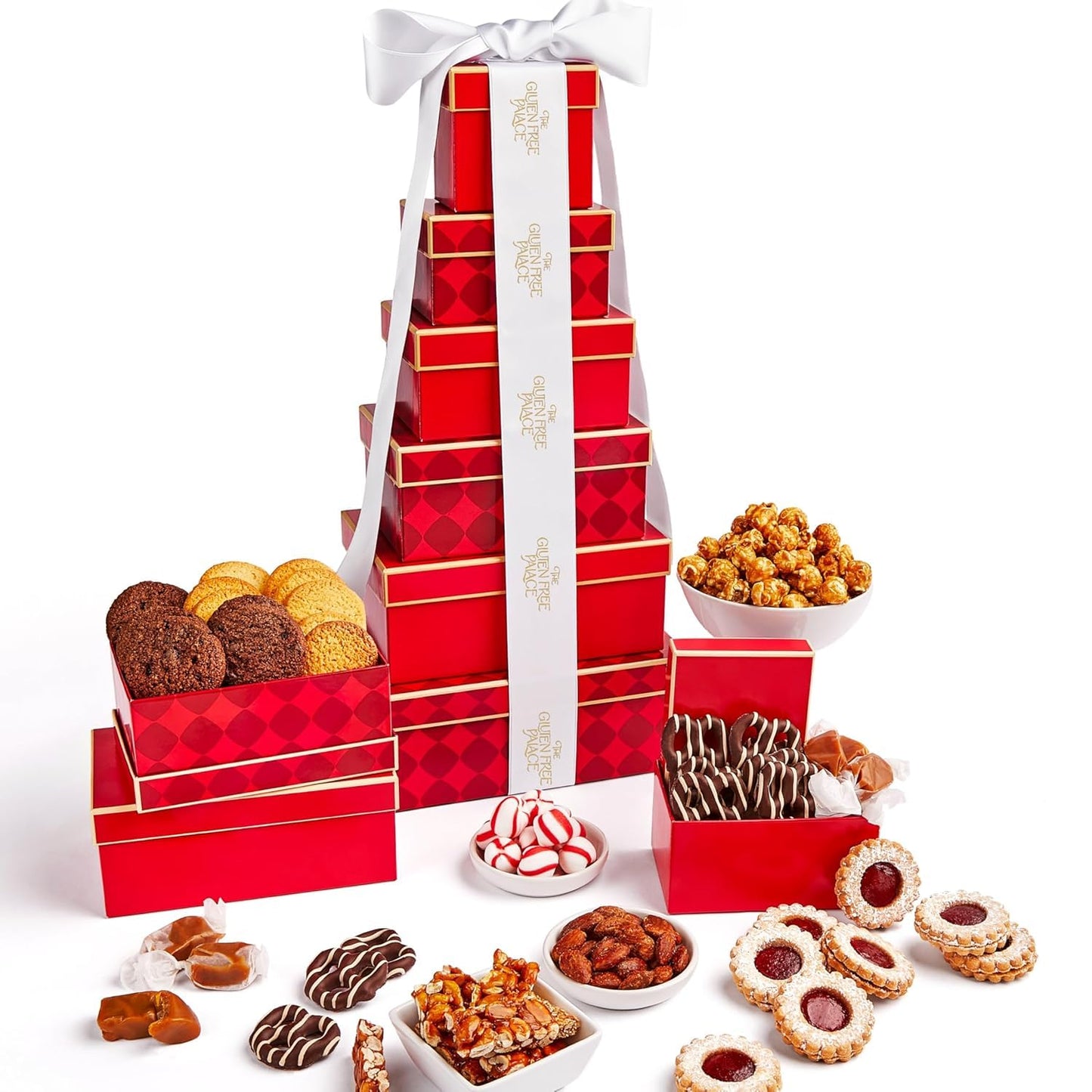 Gluten Free Palace Gift Basket Tower – Chocolate Cookie Gift – 6-Tier Gluten Free Cookies Treat Tower for Family, Friends, Corporate, Birthday, Men & Women