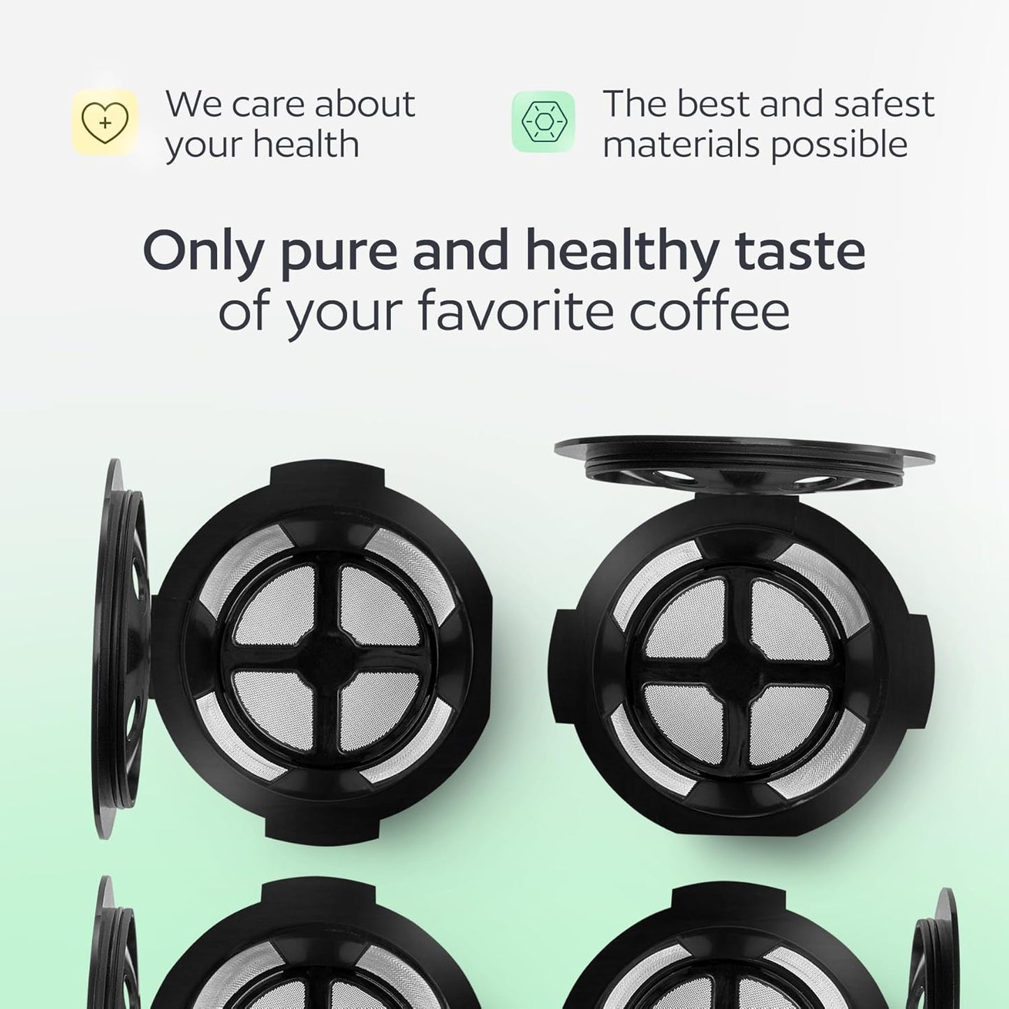 4 Reusable K Cups for Keurig K Supreme, K Supreme Plus, K Slim with Multistream Technology, K-Duo Hot & Iced - 4 Black Refillable Kcups Coffee Filters for Keurig Coffee Makers