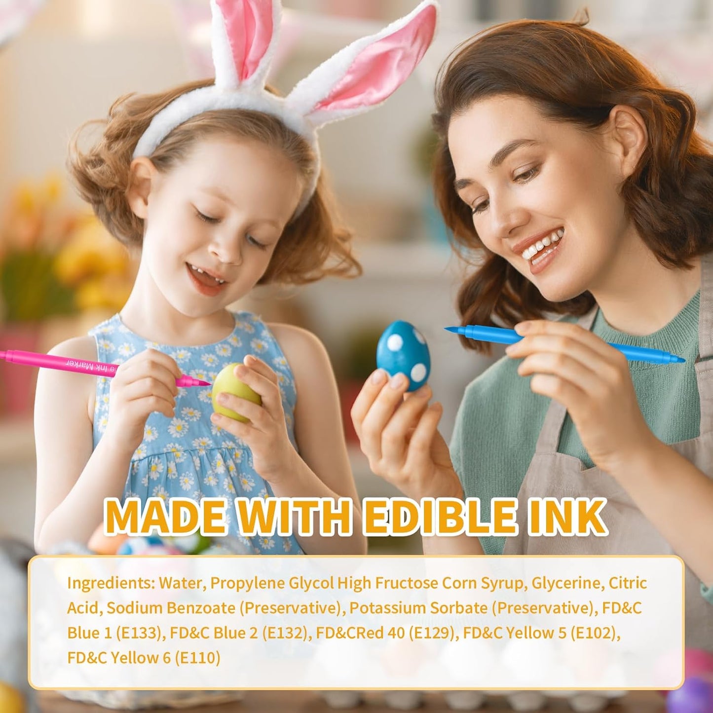 Jewem (Upgrade) Edible Markers for Cookie Decorating,10Pcs Food Coloring Pens, Double Side Food Grade Pens with Fine & Thick Tip for Decorating Fondant, Cakes, Cookies, Easter Eggs, Frosting, Macaron, Halloween, Christmas