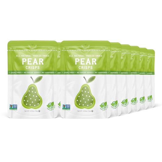 Nature’s Turn Freeze-Dried Pear Crisps – Healthy, Gluten-Free, Crispy & Delicious, Plant-Based Snack, Ideal for Cereal, Smoothies, School Lunches, & On-the-Go, Bags of 12 (0.53 oz Each)