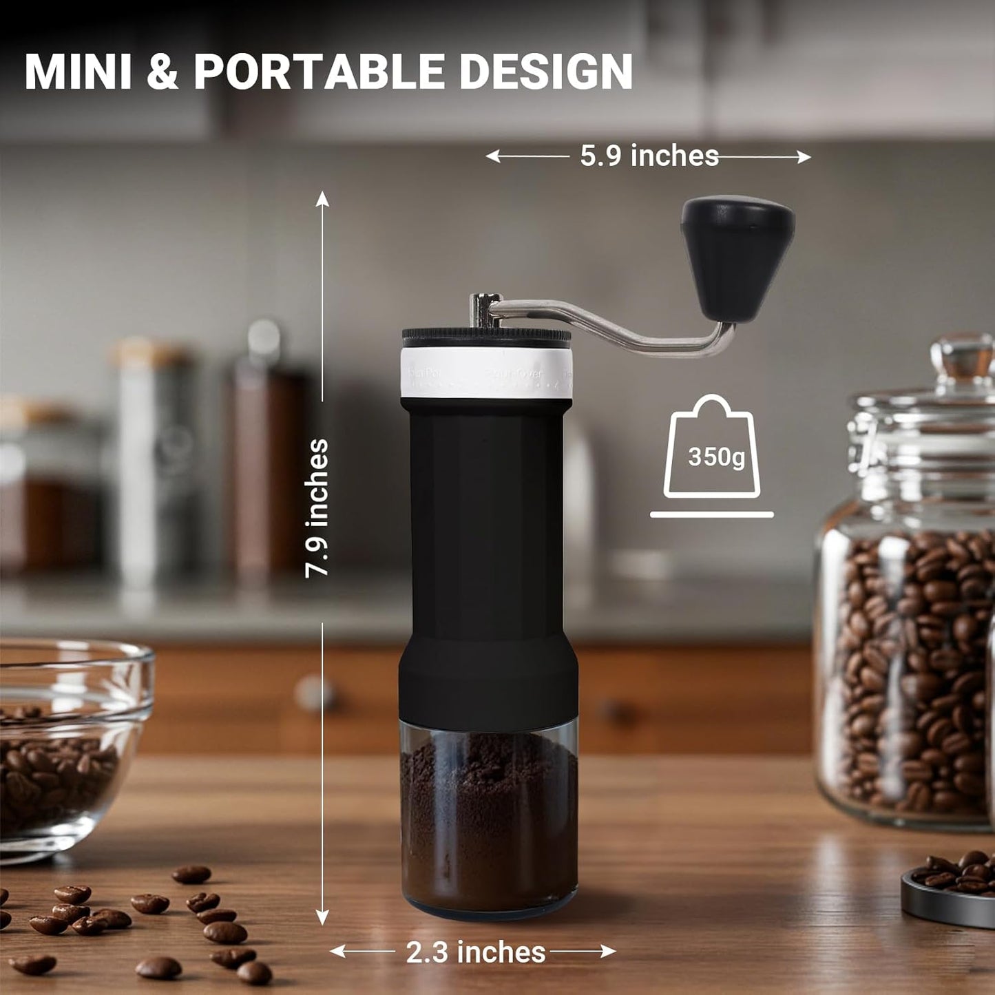 Mini Manual Coffee Grinder – 40 Adjustable Settings, Portable Hand Crank Mill with 30g Capacity, Conical Burr for Espresso, Pour Over, French Press | Perfect for Travel, Camping & Office
