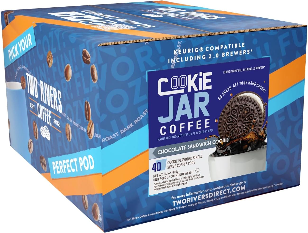 Cookie Jar Sandwich Cookie Coffee Pods, 40 Single-Serve Pods, Compatible with Keurig K Cup Brewers, Convenient Brewing, Smooth Aroma