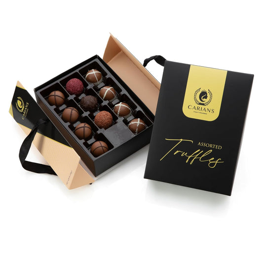 CARIANS Assorted Gourmet Chocolate Truffles Box, Luxury Candy Gift Basket with Dark, Milk & Hazelnut Truffles, Great For Gift Giving, Anniversary, Thanksgiving, Christmas