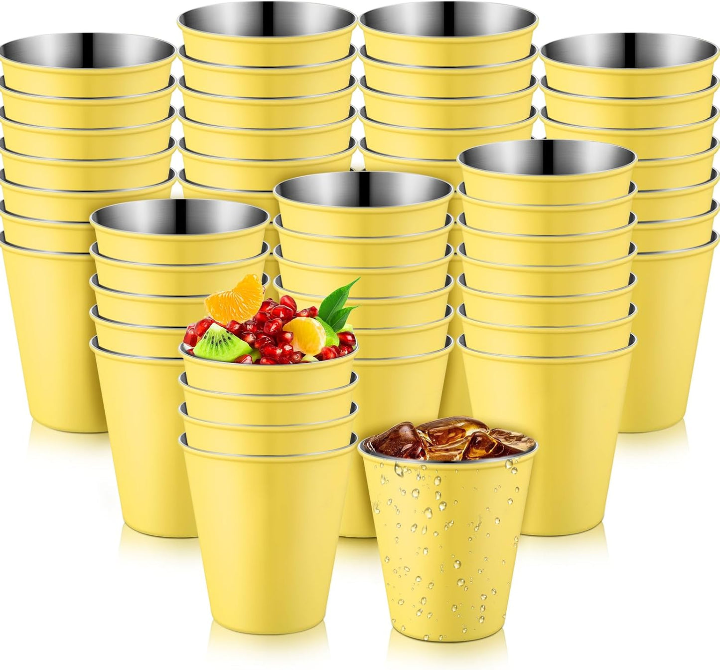 Lallisa 100 Pcs 2 oz Stainless Steel Shot Glasses Metal Cups Small Unbreakable Shot Glass for Espresso Whiskey Bar Home Restaurant Camping Barware Gift (Gold)