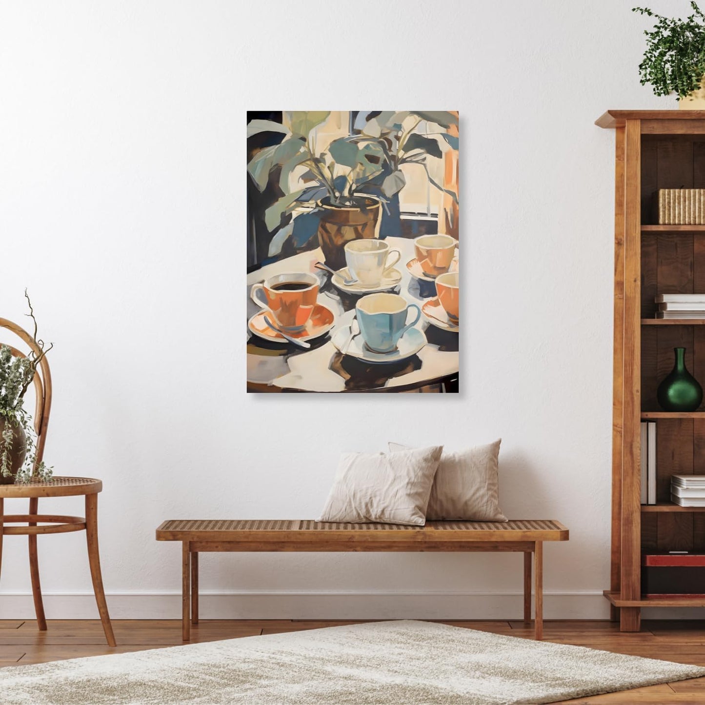 GELDSTEI Framed Coffee Wall Art, Vintage Cafe Aesthetic Picture, Cafe Bar Wrapped Canvas Artwork, Retro Coffee Poster Print, Modern Rustic Wall Decor for Kitchen Dining Room Ready to Hang 12"x16"