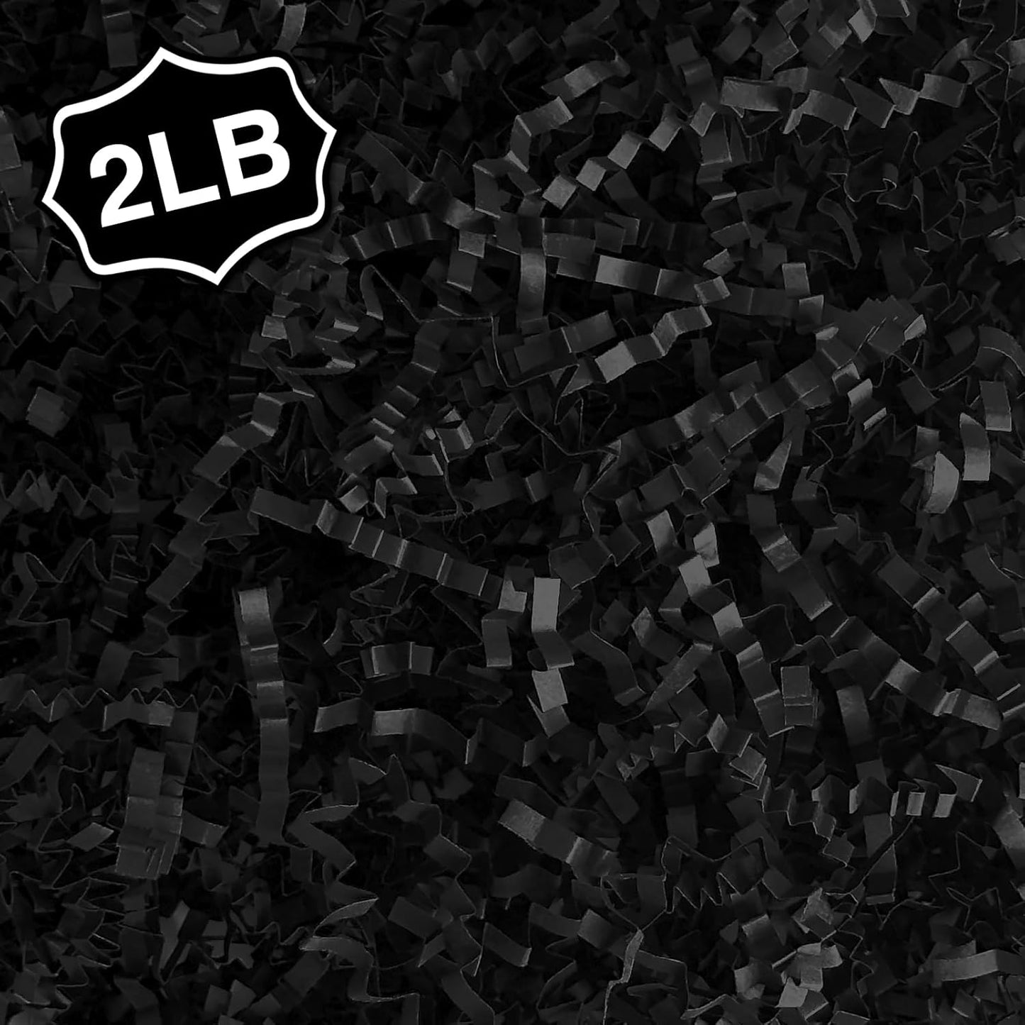 2LB Crinkle Cut Paper Shred Filler for Bag Gift Box Basket Confetti Paper Shreded Stuffing Decoration for Valentine's Day Holiday Party(Black)