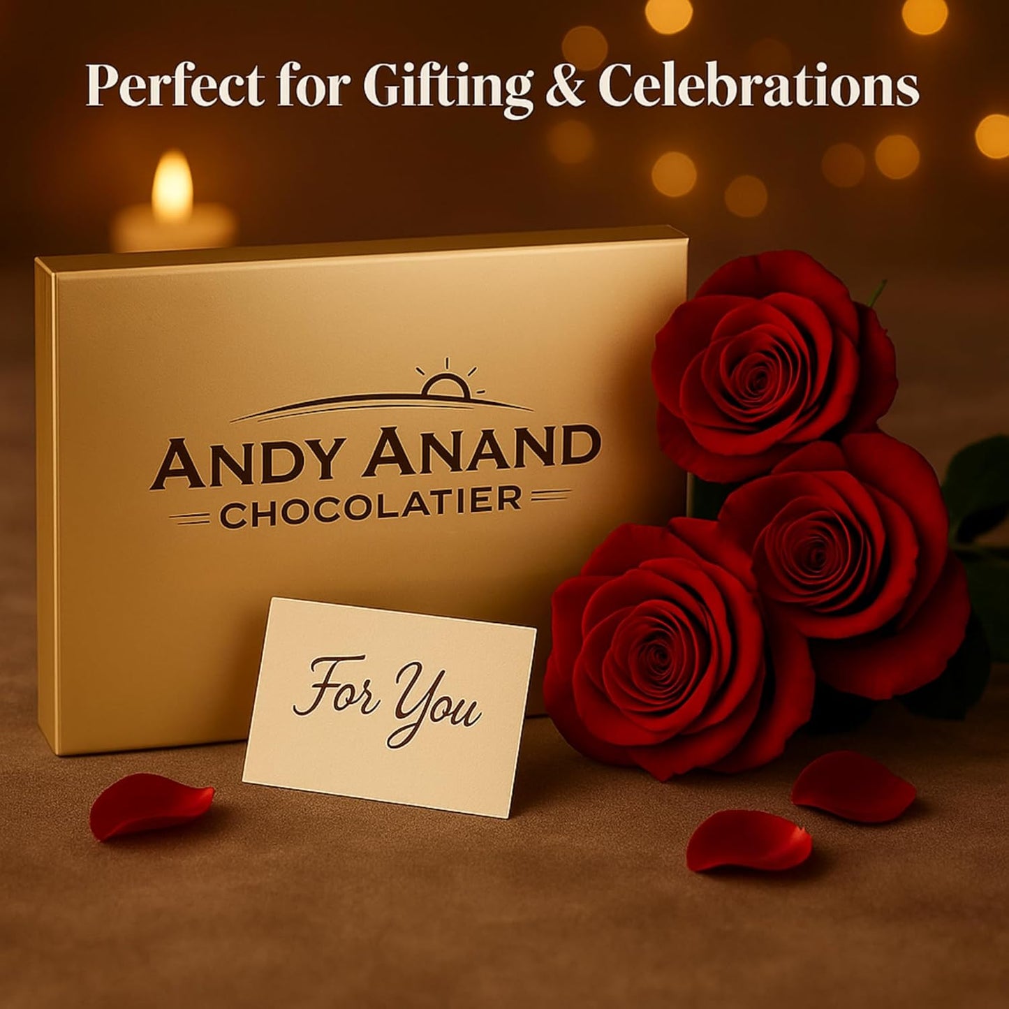 Andy Anand Chocolatier Champagne, Rum, Irish Cream & Kahlua Belgian Chocolate Truffles Gift Box - Handmade liqueur filled Delicious Gourmet Chocolates, Assortment for Connoisseurs (16 Pcs)