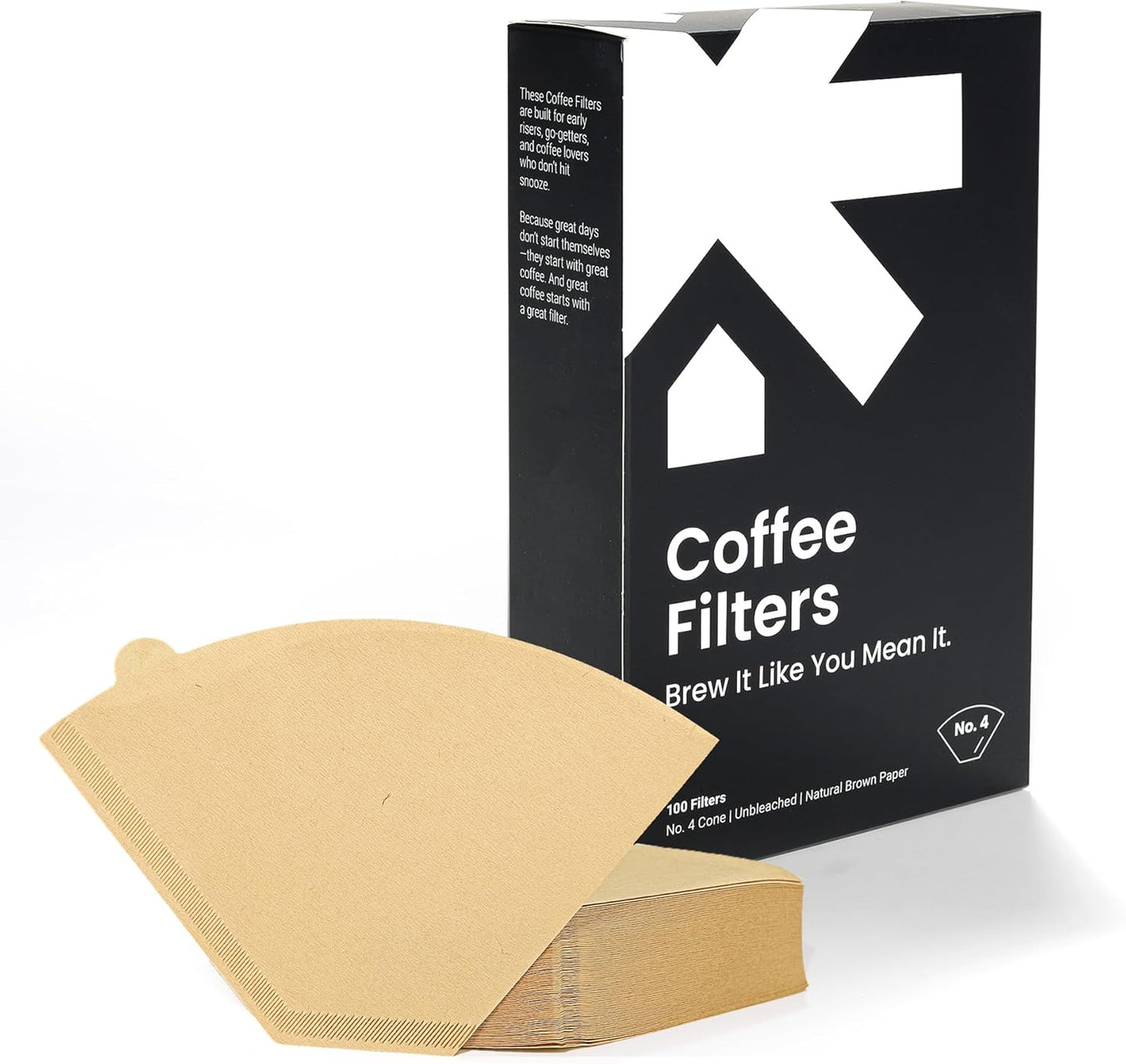 #4 Cone Coffee Filters – Unbleached Natural Paper Filters for 8–12 Cup Drip Machines & Pour Overs – Fits most coffee makers- 100 Count