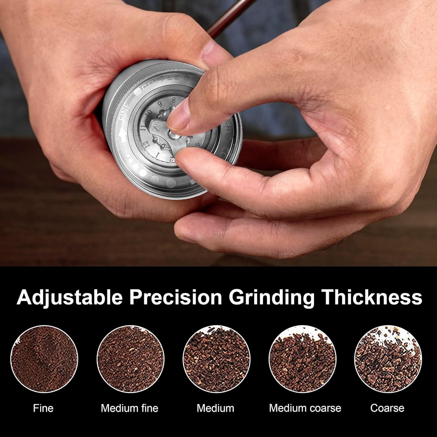 M6 Manual Coffee Grinder,Conical Hexagonal Burr & Double Bearings for Smooth Grinding,Designed for Espresso Pour Over French Press,25g Capacity,Compact & Portable,Gifts for Coffee Lovers