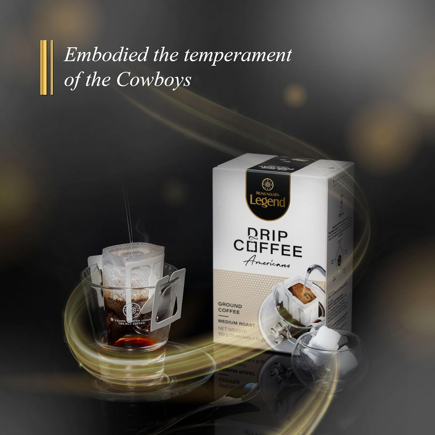 TRUNG NGUYEN LEGEND AMERICANO Signature Hand Drip Coffee Bag, Single-Served Pour Over, Portable Filter Bag for Travelling & Camping, Energy Blend with Rich Flavorful Taste (10 Packets/Box)