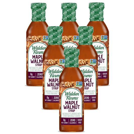 Walden Farms Maple Walnut Syrup – Perfect for Pancakes, Waffles, Desserts – Zero Calorie, Sugar-Free, Low Carb, Keto-Friendly, Gluten-Free, Vegan – 6-Pack, 12 oz Bottles