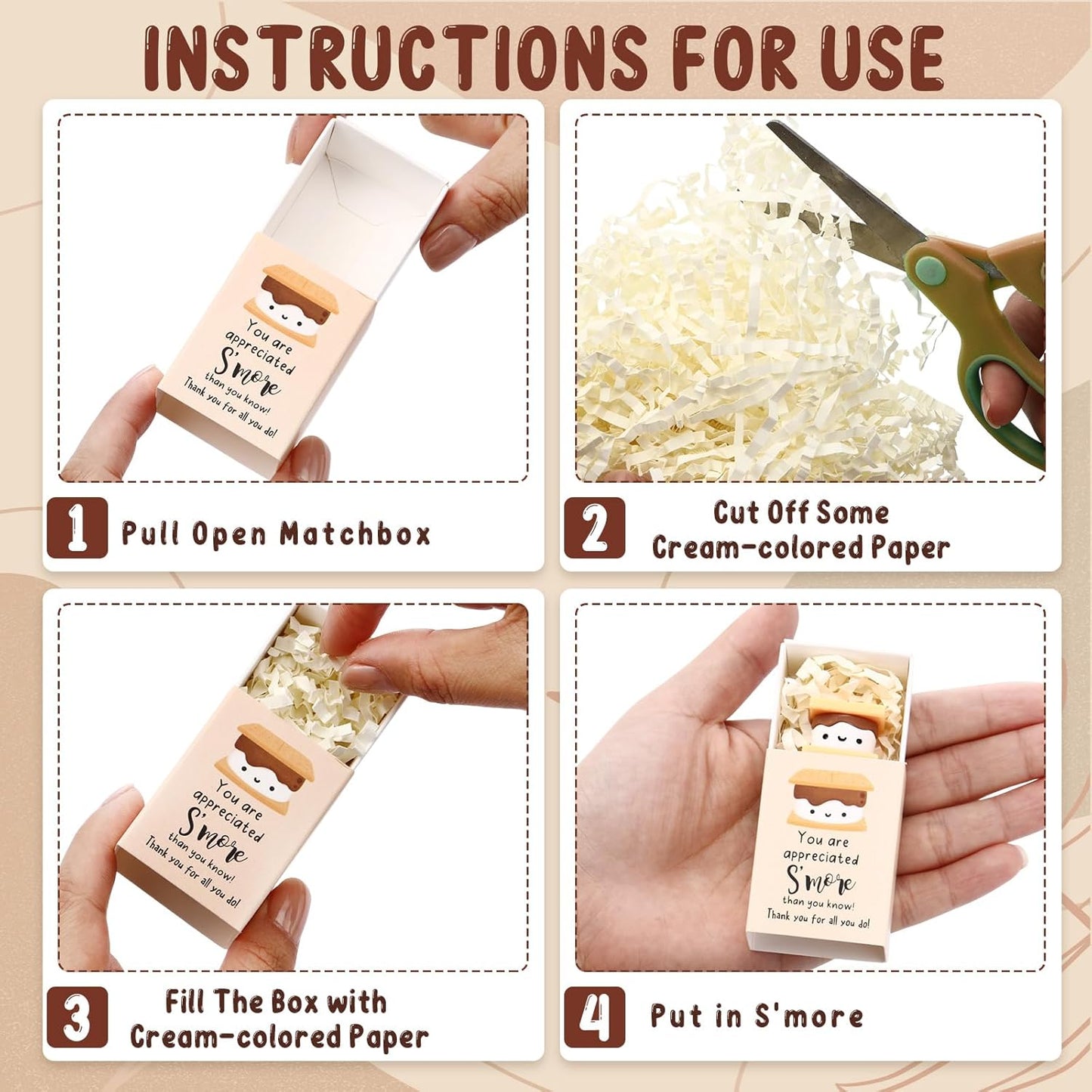 Wettarn 100 Sets S'more Appreciation Gifts Bulk Marshmallow with Box Party Favors Christmas Vet Tech Thank You Gift Rewards for Teacher Employee Nurse Coworkers Staff Team