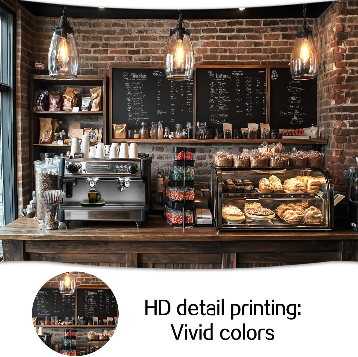 12X10ft Coffee Shop Party Backdrop Photography Background, Central Perk Pub Cafe Ice Cream Cake Bread Smash Birthday Party Backdrops Photo Booth Prop Decorations Wall Decor Tablecloth