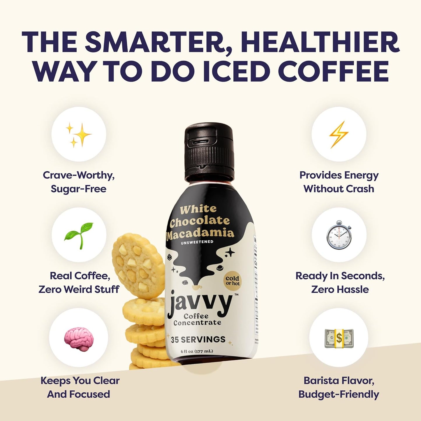 Coffee Concentrate - Limited Release Flavors - Cold Brew Coffee, Perfect for Hot or Iced Instant Coffees, Hot Drinks, Cold Brew Concentrate, 35 Servings - White Chocolate Macadamia