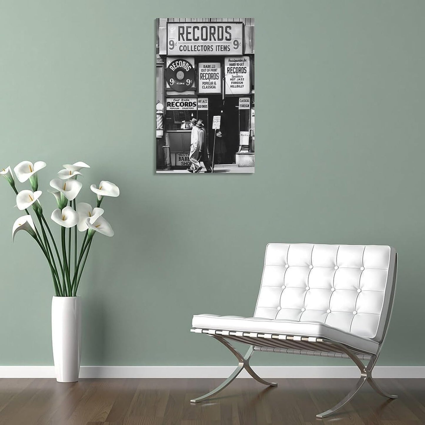 Fashion Black And White Photography Wall Art Vintage Preppy Record Shop Poster Retro Trendy Music Art Aesthetic Canvas Print for Music Lovers Gifts 20x30inch(50x75cm)