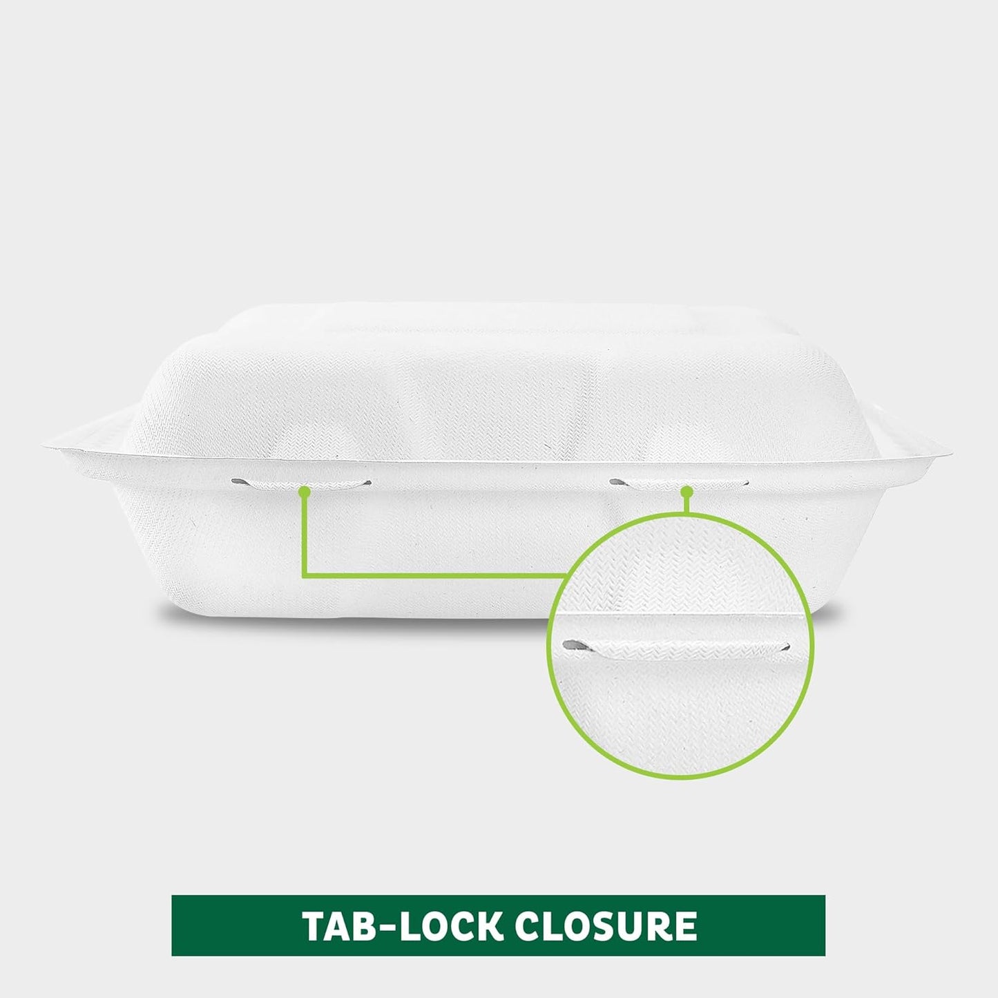 Freshware Clamshell Food Containers with Lids [6x6 100-Pack] Disposable To Go Containers, Biodegradable Sugarcane To Go Boxes - Paper Container - Microwave & Freezer Safe, Stackable