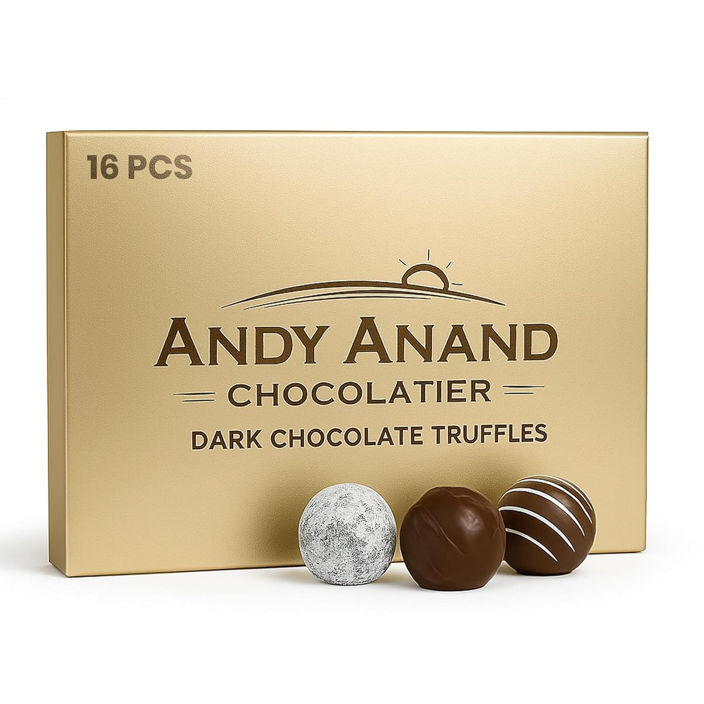 Andy Anand Chocolatier Champagne, Rum, Irish Cream & Kahlua Belgian Chocolate Truffles Gift Box - Handmade liqueur filled Delicious Gourmet Chocolates, Assortment for Connoisseurs (16 Pcs)