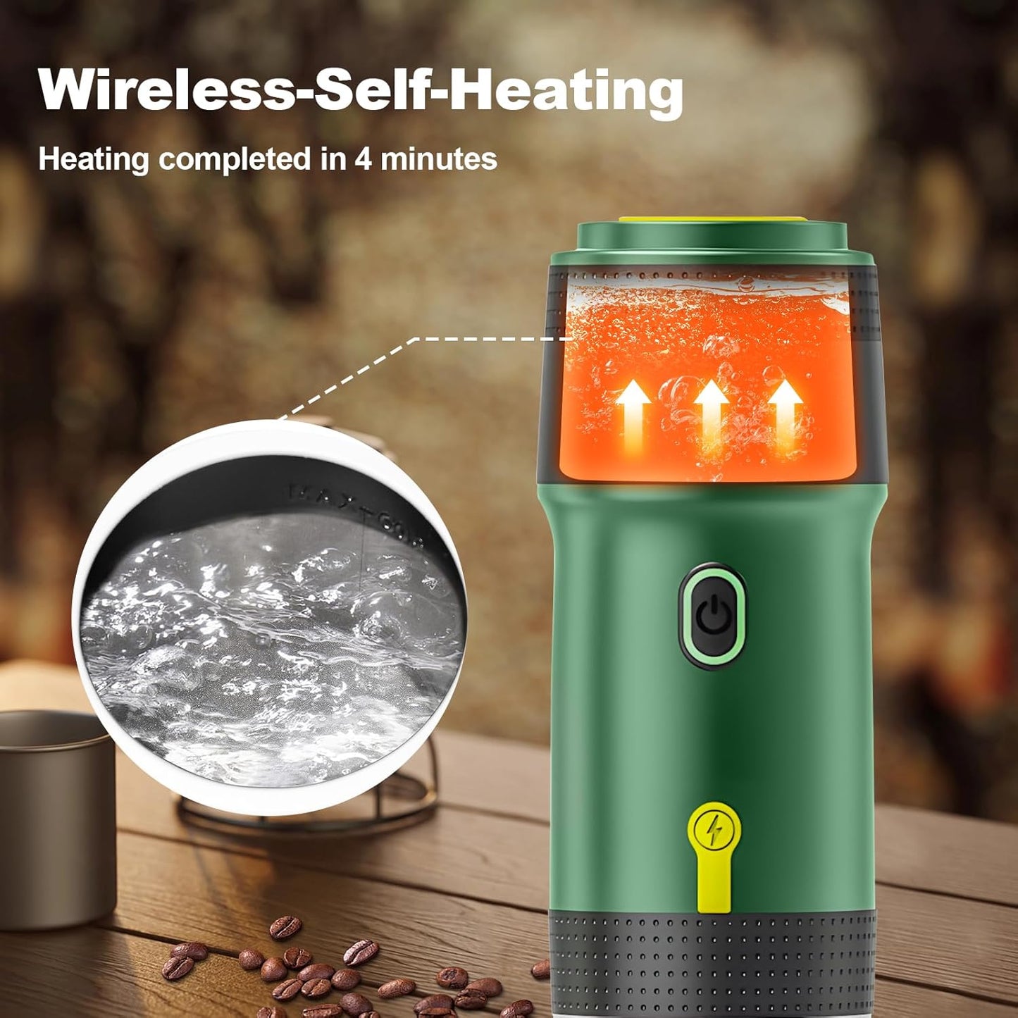 3 In 1 Portable Coffee Maker for Travel, 20 Bar Portable Espresso Machine with USB,Travel Coffee Maker Self-Heating, Compatible with Ground Coffee & Capsule for Hiking,Office,RV（Upgrade）