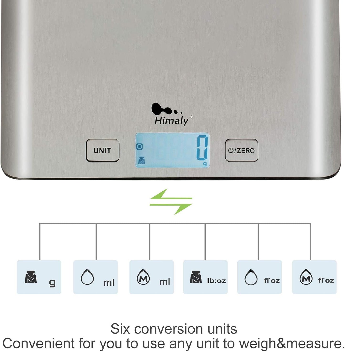 Food Kitchen Scale, Digital Grams and Oz for Cooking, Baking, and Weight Loss, Multifunction Food Meat Scale with LCD Display（Stainless Steel）