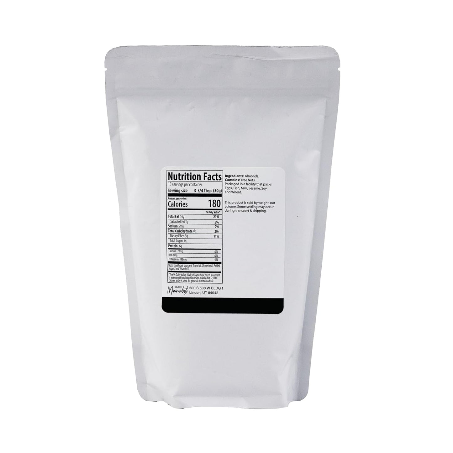 Minimalist Almond Flour, Ideal for Gluten-Free Baking and Cooking, Packaged for Convenience in a Resealable Bag (1 Pound)