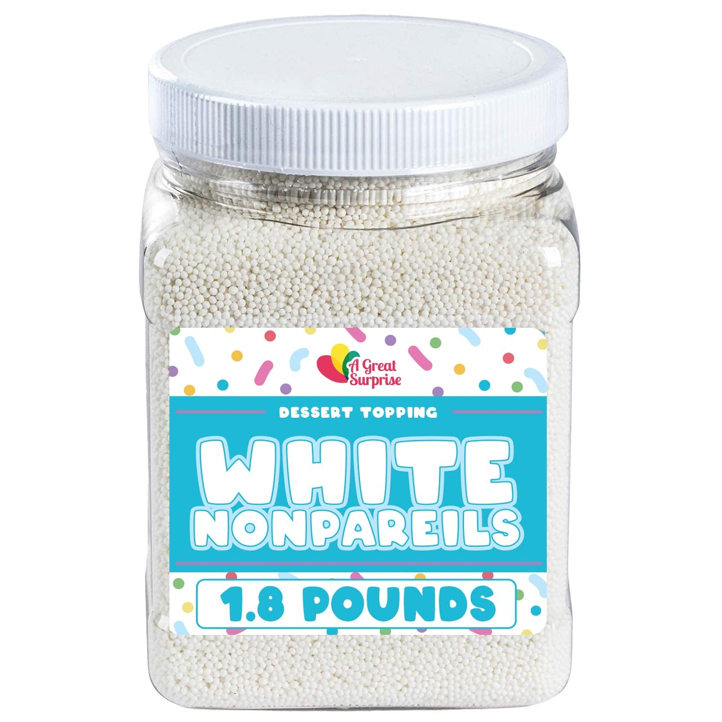 White Nonpareils Sprinkles – 1.8 LB Bulk Candy - Non Pareils Jimmies – Toppings for Cake Decorating, Cupcakes, Baking