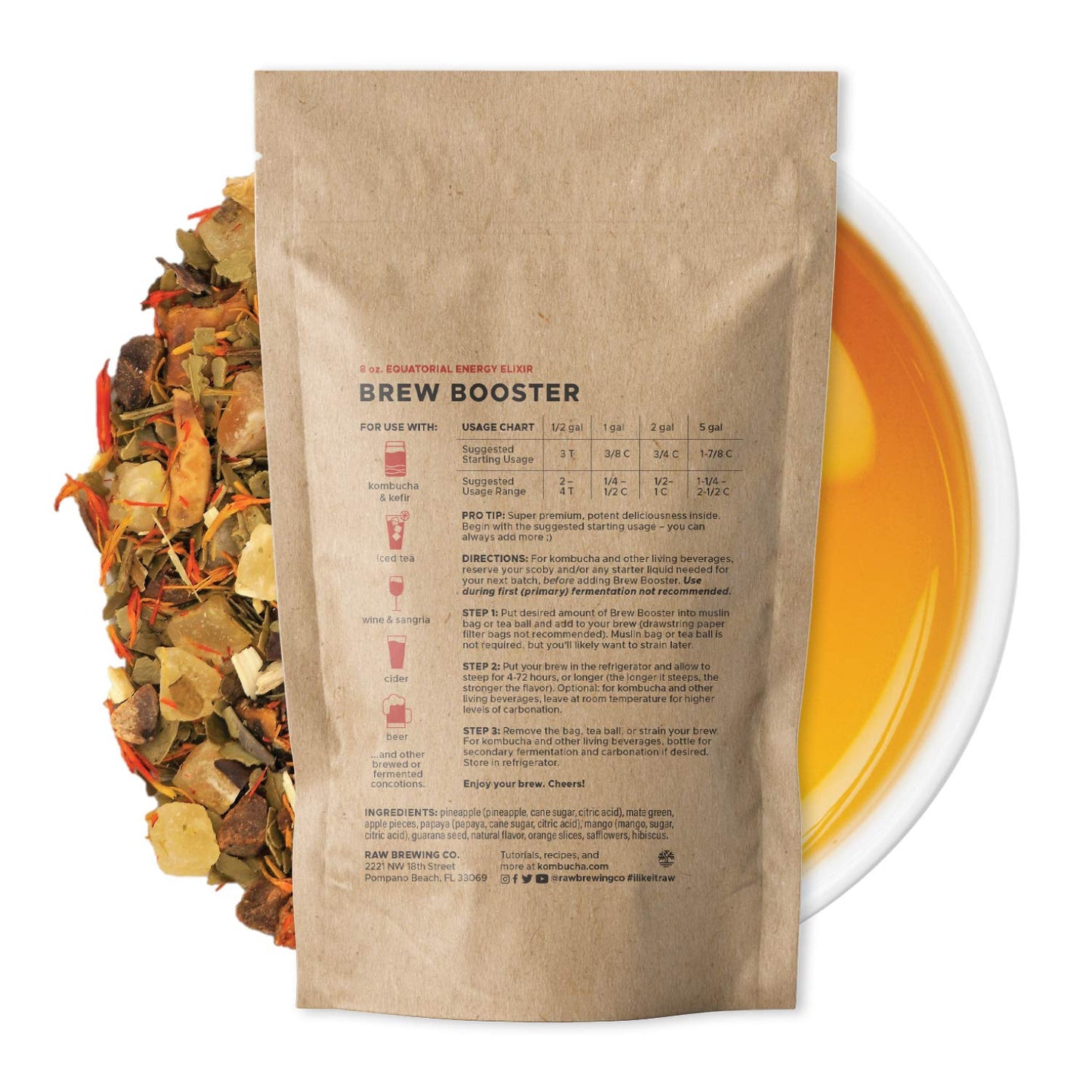 Kombucha.com Equatorial Energy Elixir Brew Booster – Premium Botanical Kombucha Flavoring Blend for Home Brewed Kombucha, Tea, Sangria & More – Easy & Delicious Flavors for Your Kombucha Starter Kit – (8 ounce)