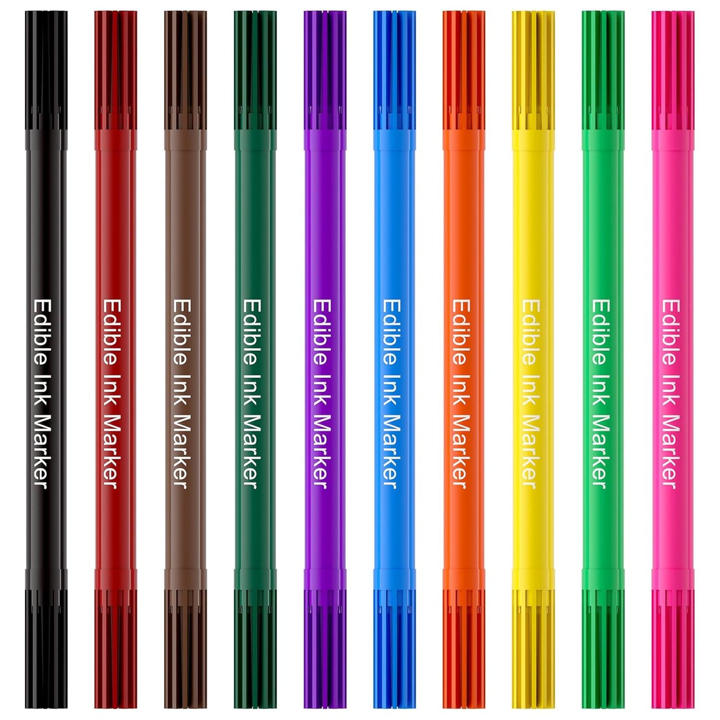 Jewem (Upgrade) Edible Markers for Cookie Decorating,10Pcs Food Coloring Pens, Double Side Food Grade Pens with Fine & Thick Tip for Decorating Fondant, Cakes, Cookies, Easter Eggs, Frosting, Macaron, Halloween, Christmas