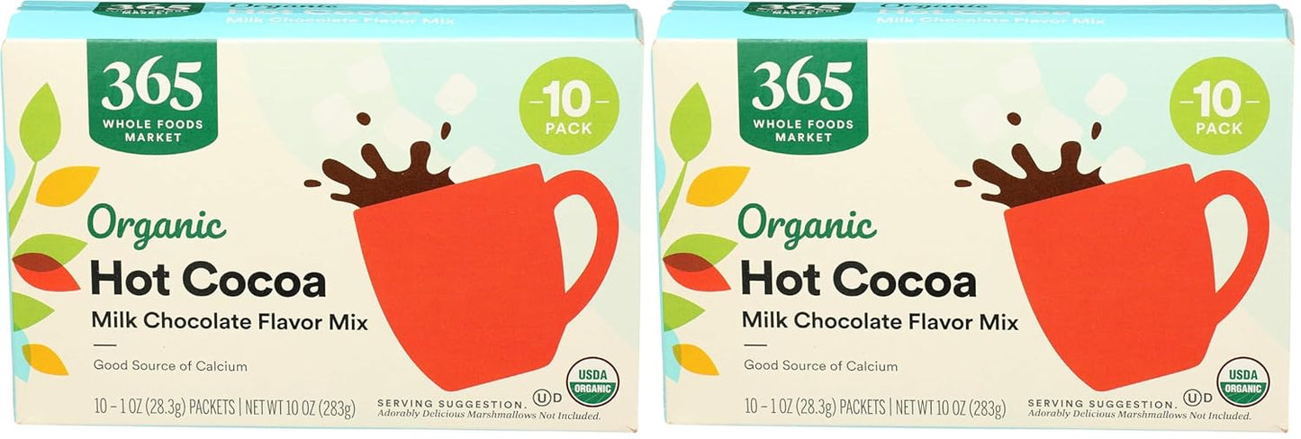 365 by Whole Foods Market, Drink Hot Cocoa Milk Chocolate Organic 10 Count, 10 Ounce (Pack of 2)