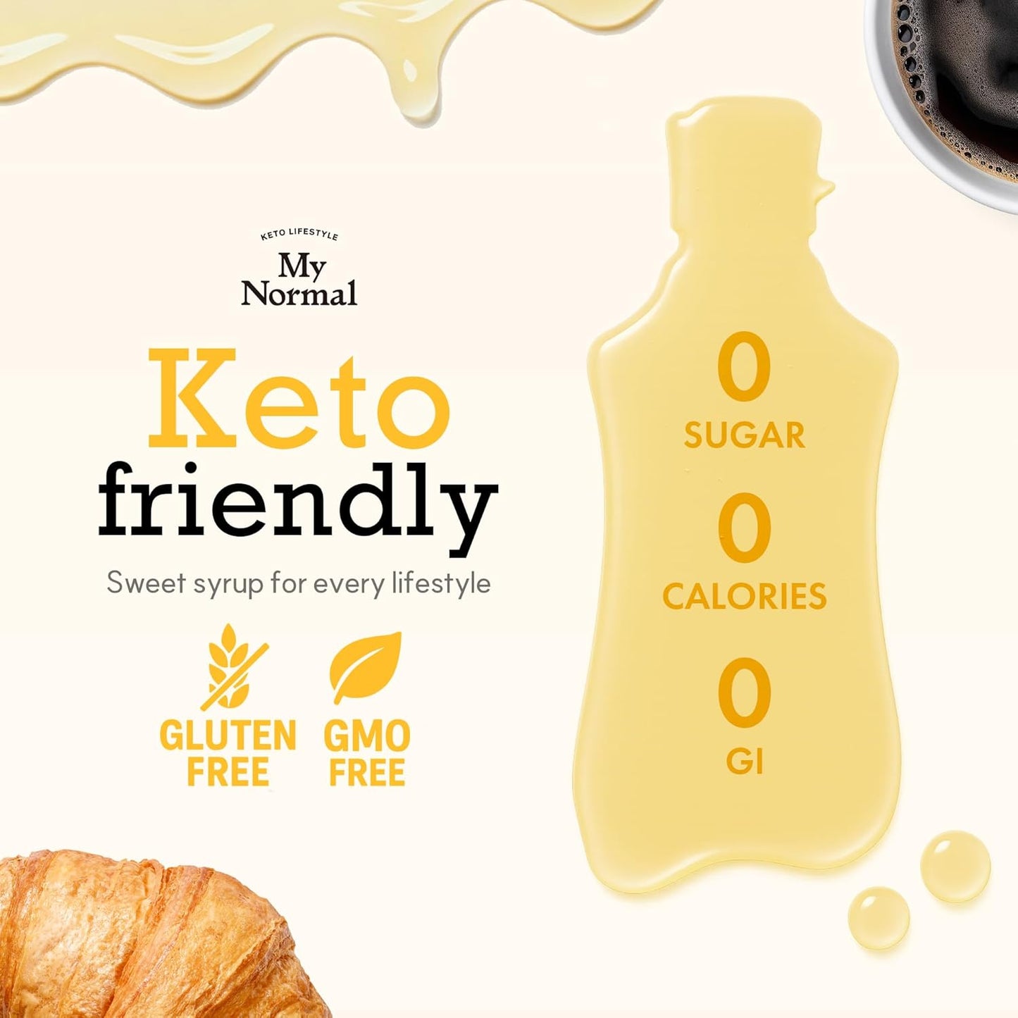 My Normal Keto Allulose 17.10 oz - Allulose 99.52%, Monk Fruit, Stevia Blend Thin Syrup, Zero Calorie Sweetener, 1:1 Sugar Substitute, Low Glycemic, Gluten Free, Zero Net Carbs, Zero Sugar