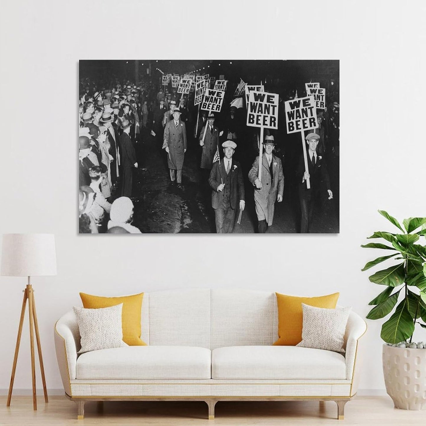 We Want Beer Signs Protesta Against Prohibition Art Print Vintage Poster Bar Black And White Decor Canvas Printing Poster, For Events, Restaurants, Hotels Wall Decor 16x24inch(40x60cm)