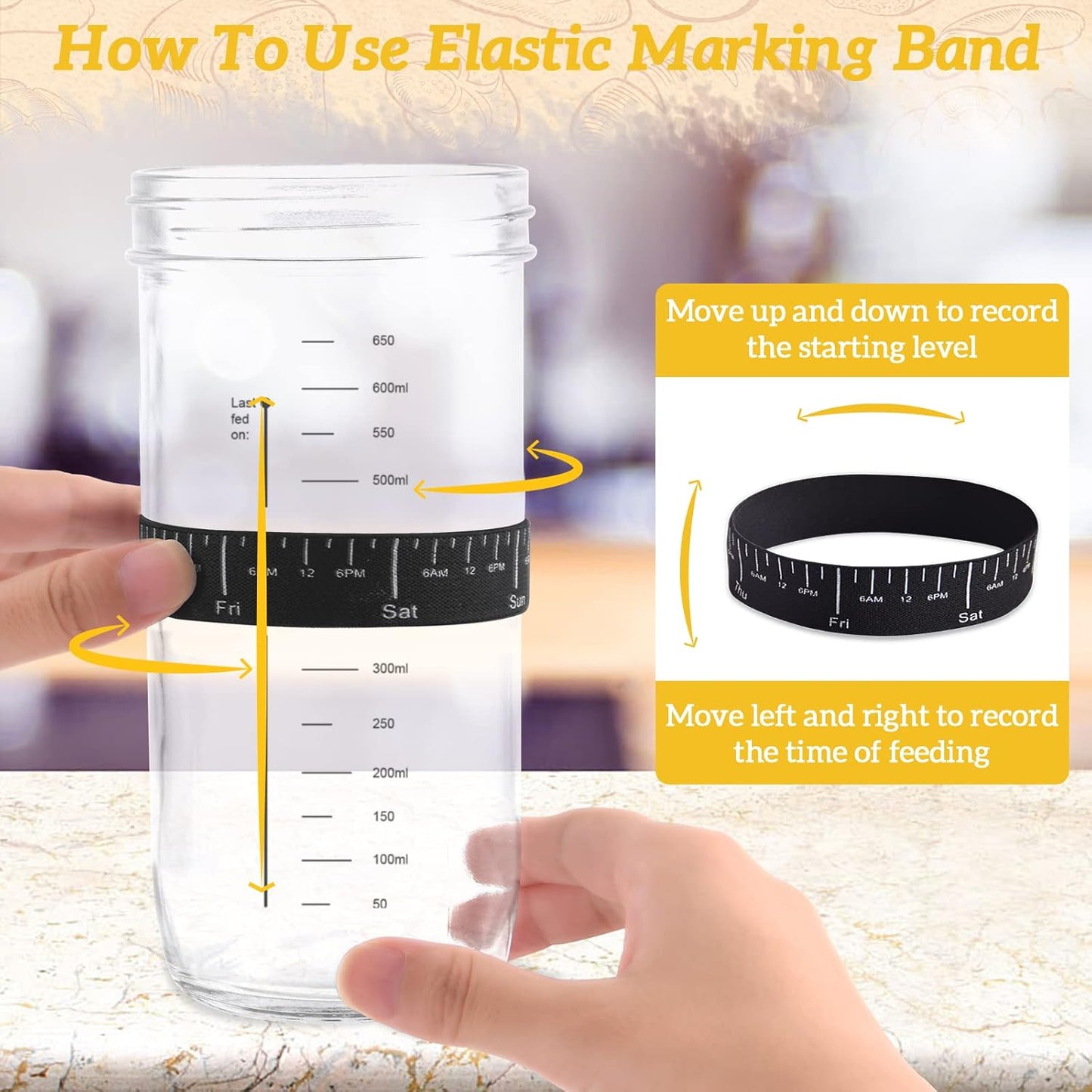 24 OZ/2 Pack Pro Pack Pro Sourdough Starter Kit – Extra Thermometer Strips and Breathable Covers Included in Sourdough Starter Jar – A Perfect Sourdough Bread Starter Kit for Beginners to Expert