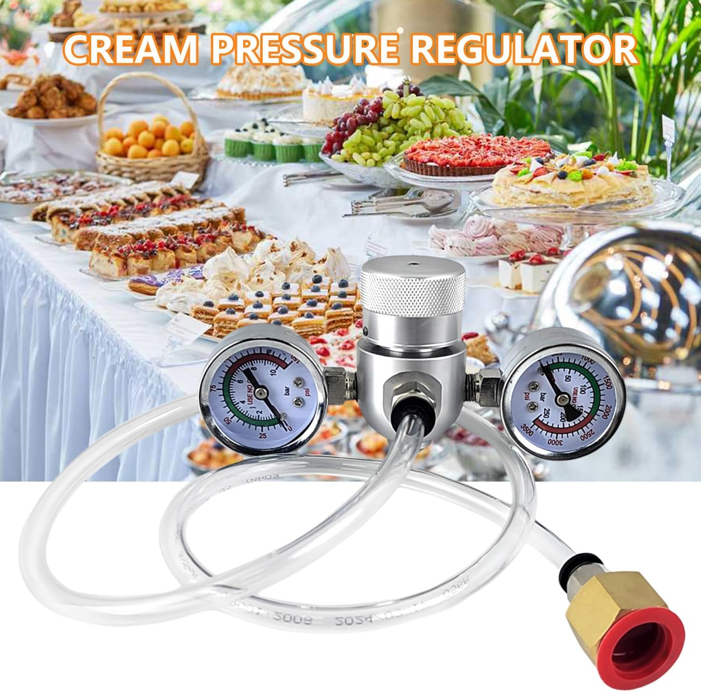 Whipped Cream Charger Pressure Regulator Valve, for 0.95L/580G Tank, for Pressure Regulator Tank & Hose Line on Dispenser