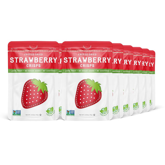 Nature’s Turn Freeze-Dried Strawberry Crisps – Healthy, Gluten-Free, Crispy & Delicious, Plant-Based Snack, Ideal for Cereal, Smoothies, School Lunches, & On-the-Go, Bags of 12 (0.53 oz Each)