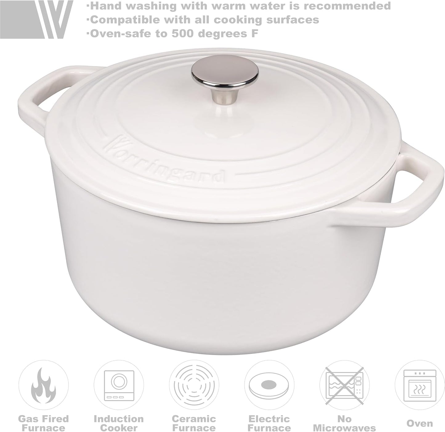 Enameled Cast Iron Dutch Oven Pot with Lid, for Bread Baking, Round Bread Oven- include Sourdough Bread Baking Supplies Set, 4.5QT, White