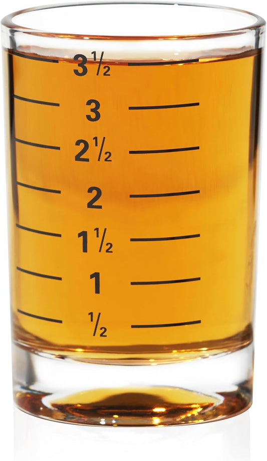 True Slam Tall glass shot Glasses, Prinked Half oz. Measurements for Cocktails, Bar Accessory Cups, Party Shot Cups, 4oz