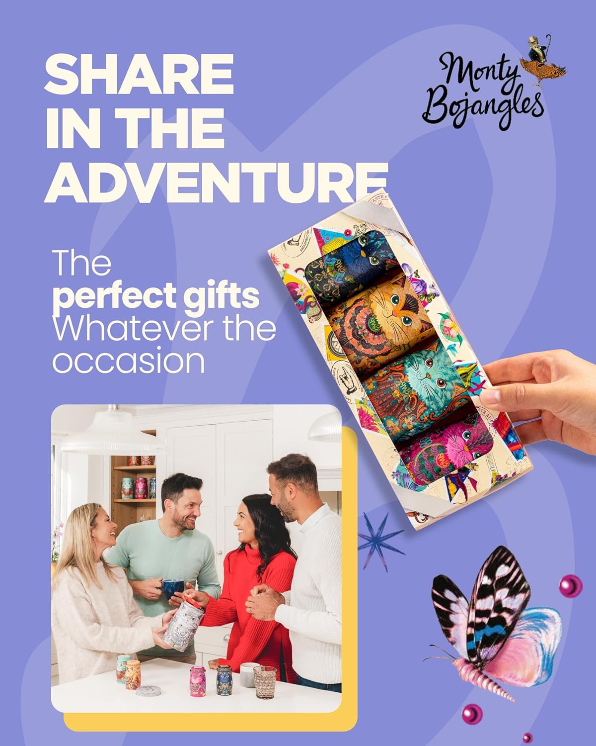 Monty Bojangles Cosmic Blink Cocoa Dusted Chocolate Truffles Cat Tin (4.7oz - Cookie Moon) Flavoured Luxury Chocolatey Truffles - Collectable Cat Tin, Chocolate Gift Box With Bespoke Design