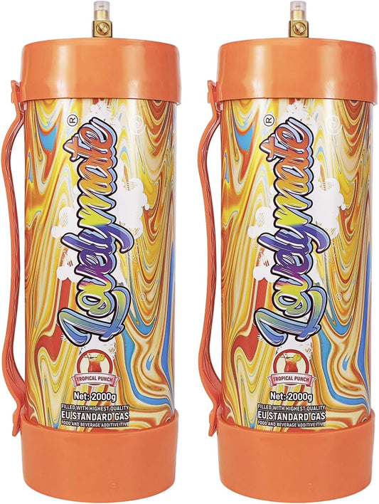 Whipped Cream Charger Tank 3.3L 2000G Whip Cream Charger Cylinder Food Grade Flavored (Tips Included) (2, Tropical Punch)