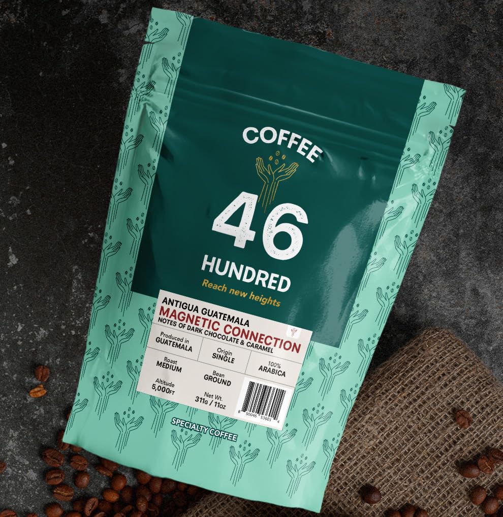 COFFEE 46 HUNDRED® Antigua Guatemala Ground Bean Specialty Coffee from Guatemala - 100% Arabica Single Origin - Medium Roast - 311g/11oz - High Altitude Coffee - Grown at 5,000 ft