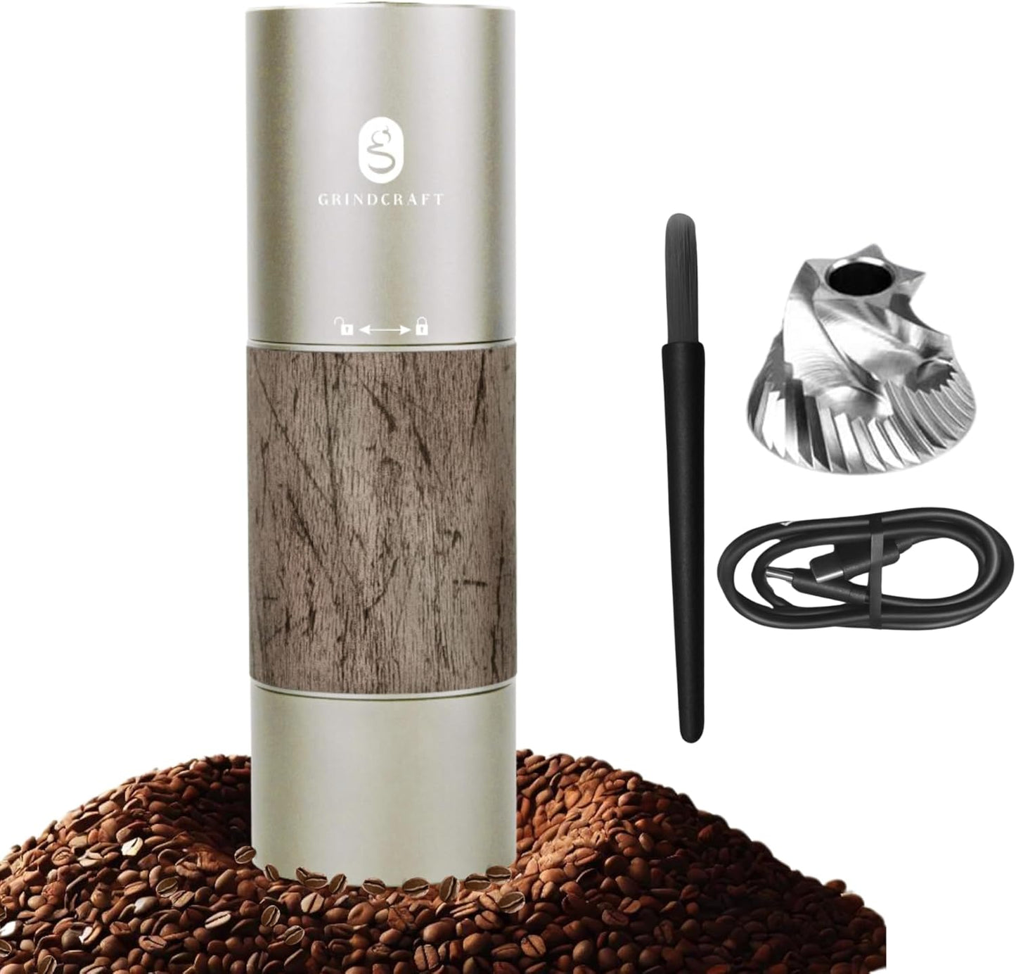 Electric Coffee Grinder, Premium Stainless Steel Burr Coffee Grinder, Espresso Grinder Electric, Portable Coffee Grinders; Coffee burr grinder for espresso machine, Travel, Camping (Brown)
