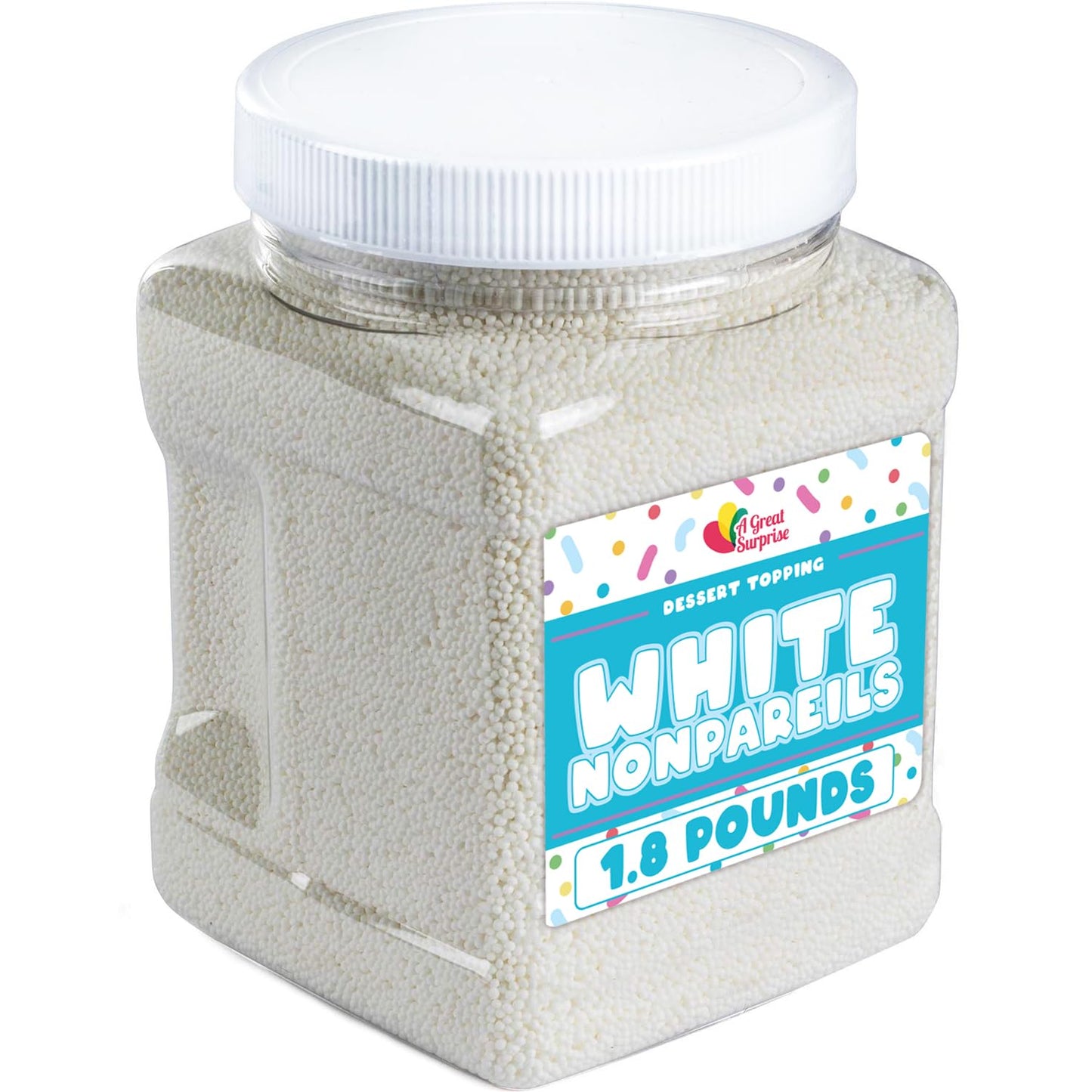 White Nonpareils Sprinkles – 1.8 LB Bulk Candy - Non Pareils Jimmies – Toppings for Cake Decorating, Cupcakes, Baking