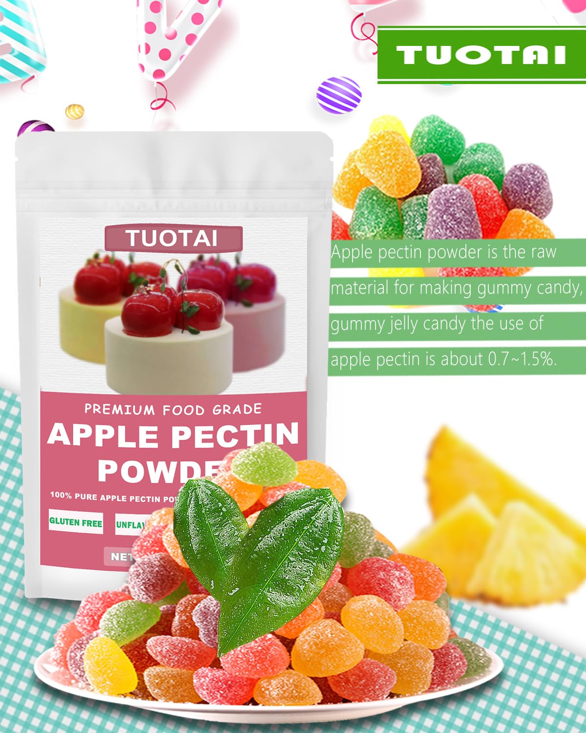 Apple Pectin Powder, 4 Ounces, Natural Fruit Concentrate Food Thickener for Cake, Jelly and Baking Food