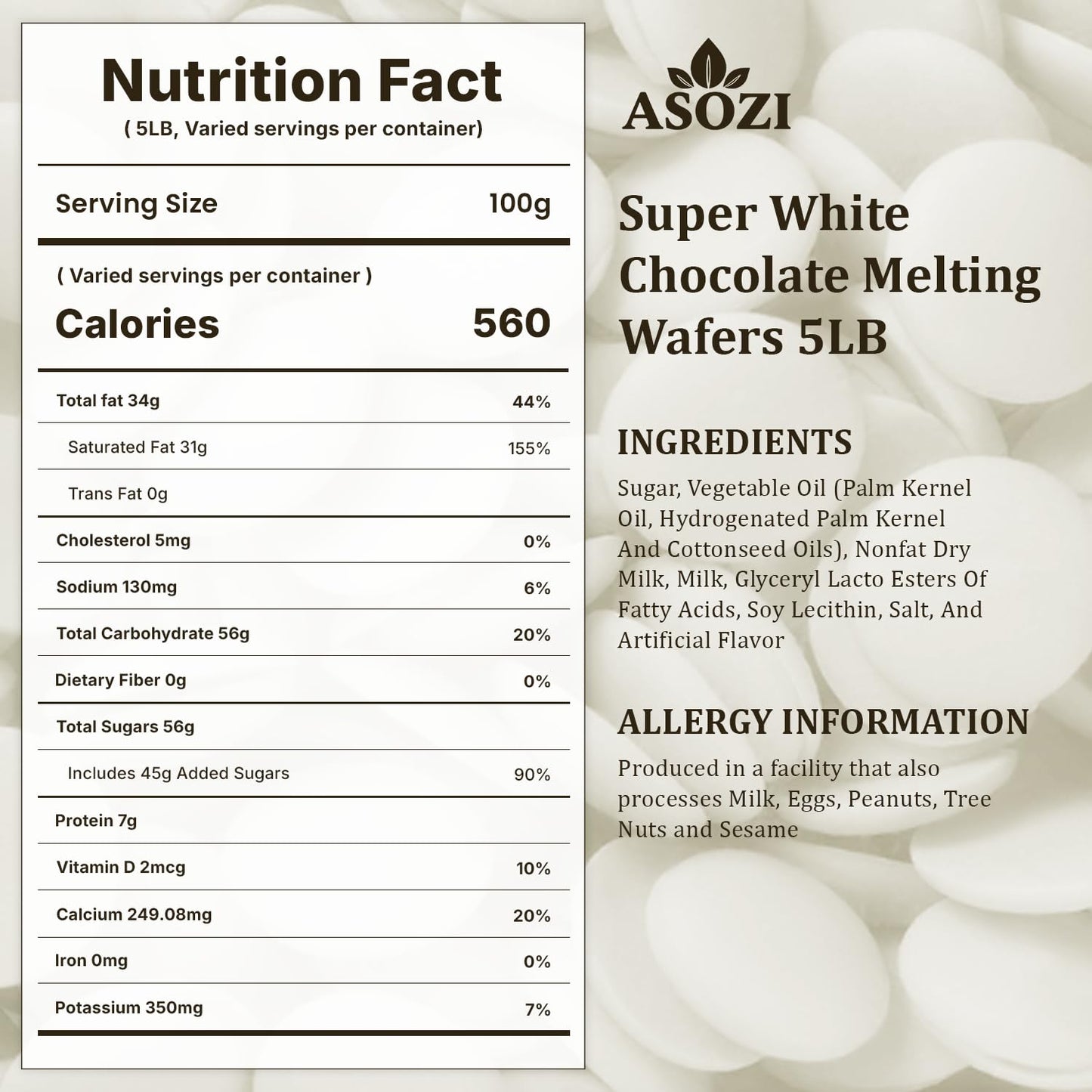 Super White Chocolate Melting Wafers 5lb – Smooth and Creamy, Perfect for Dipping, Baking, Candy Making, and Decorating Desserts – Ideal for Fountains, Coating, and Molded Chocolates (Super White Chocolate)