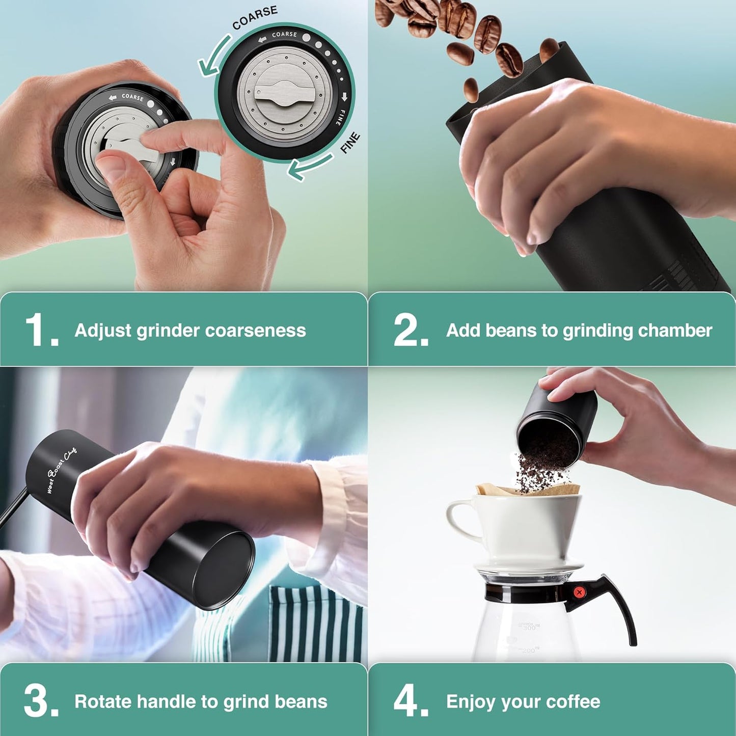 Manual Burr Coffee Grinder - Portable Espresso Hand Grinder for Travel